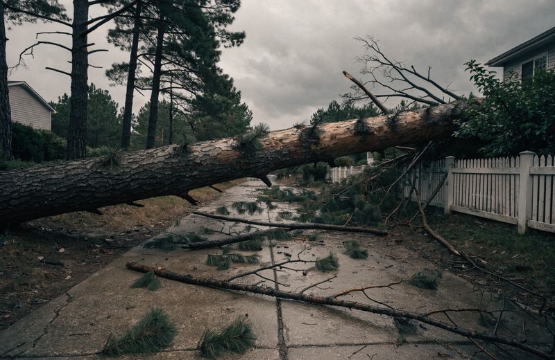 Emergency tree removal in Pooler, GA after a pine fell across a driveway